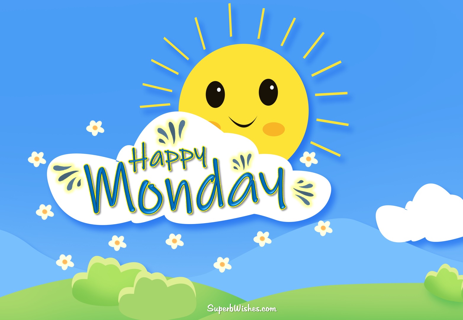 Happy Monday With A Cute Sun Image | SuperbWishes.com