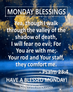 Bible verse animated image with blessed Monday quotes. Superbwishes.com