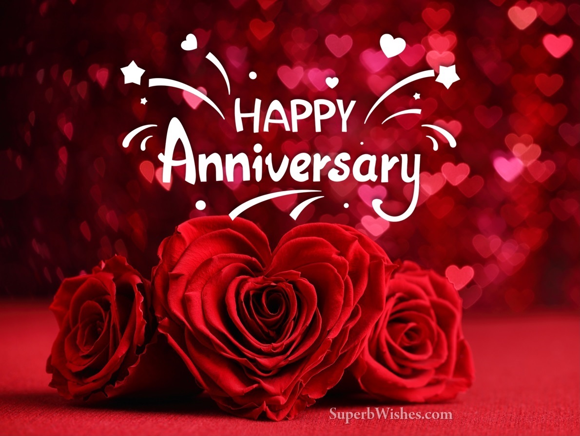 Happy Wedding Anniversary Image With Red Roses | SuperbWishes.com