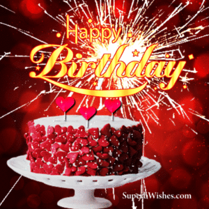 Reddish Happy Birthday Cake GIF With Lit Sparkler GIF