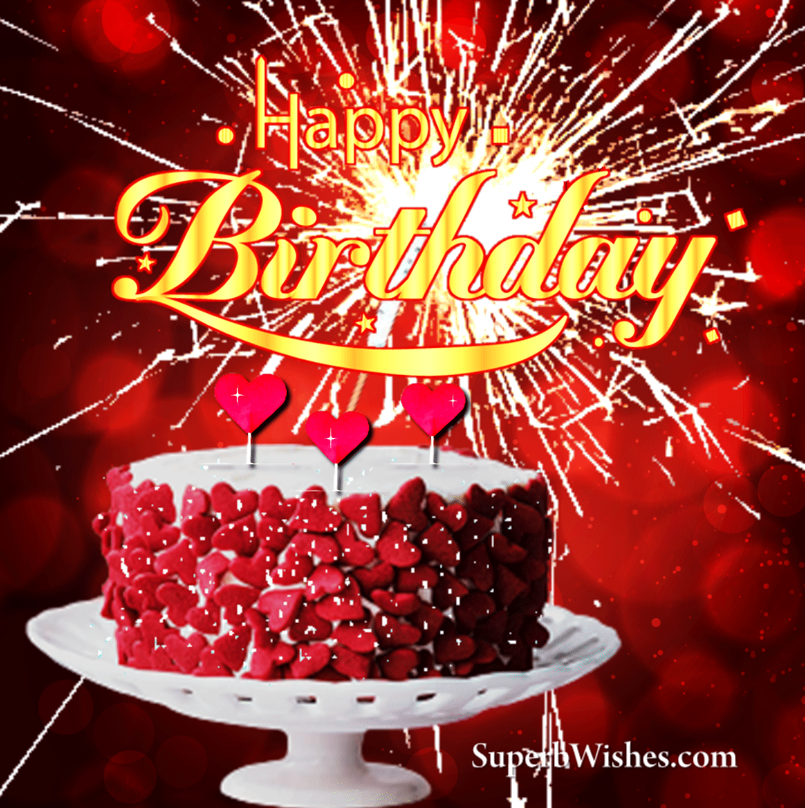 Reddish Happy Birthday Cake GIF With Lit Sparkler GIF | SuperbWishes