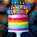 Colorful Animated Birthday Cake GIF With Candles