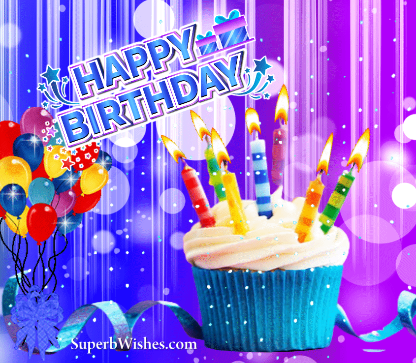 Delicious Happy Birthday Cupcake GIF With Colorful Candles