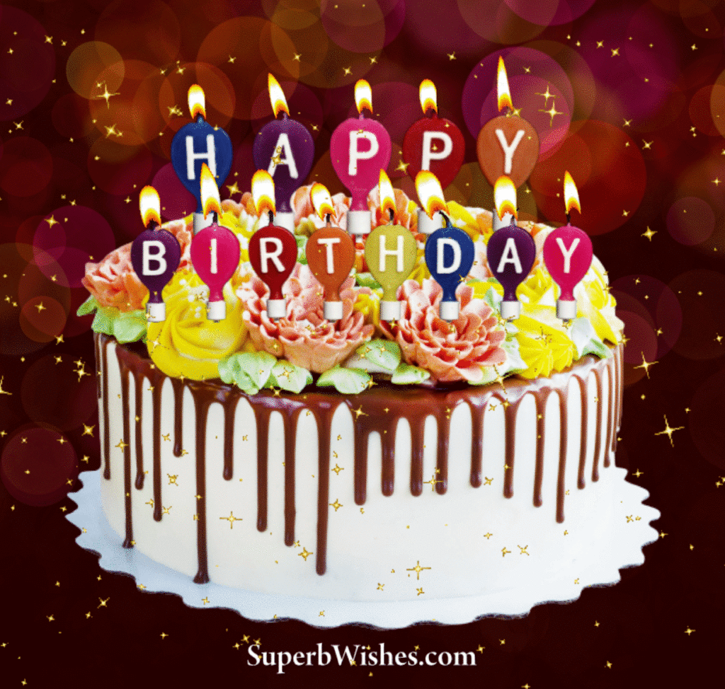 Happy Birthday Cake GIF Image With Animated Candles | SuperbWishes