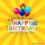 Happy Birthday Animated GIF With Colorful Balloons