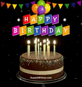 Rotating Happy Birthday Cake GIF With Candles