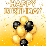 Happy Birthday With Metallic Balloons GIF
