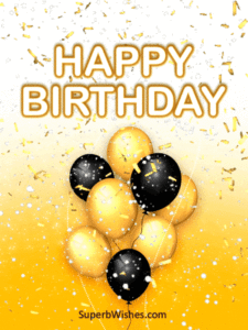 Happy Birthday With Metallic Balloons GIF