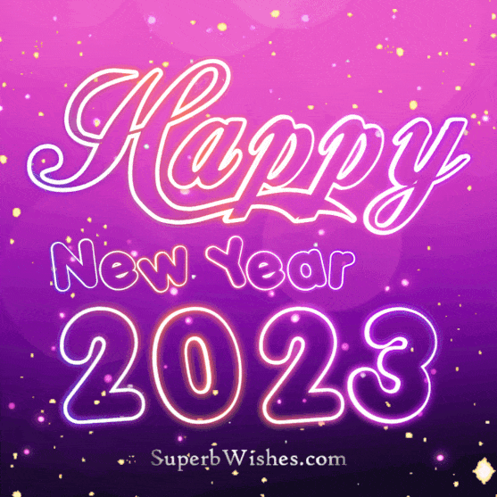 Neon Glow Happy New Year 2023 GIF With Bokeh Animation | SuperbWishes