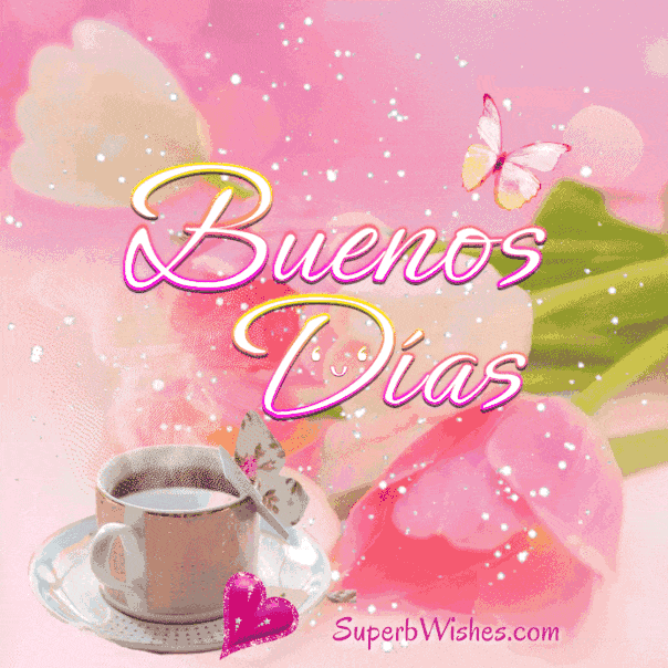 Hermoso GIF Animado de Buenos Días Con Flores de Taza de té | SuperbWishes
