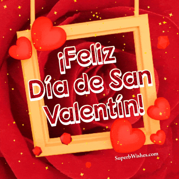 Marco de Feliz Día de San Valentín Con Rosa Animado GIF | SuperbWishes