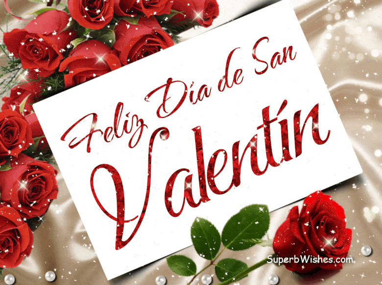 Tarjeta de Felicitación de Feliz Día de San Valentín Con Rosas Encantadoras GIF
