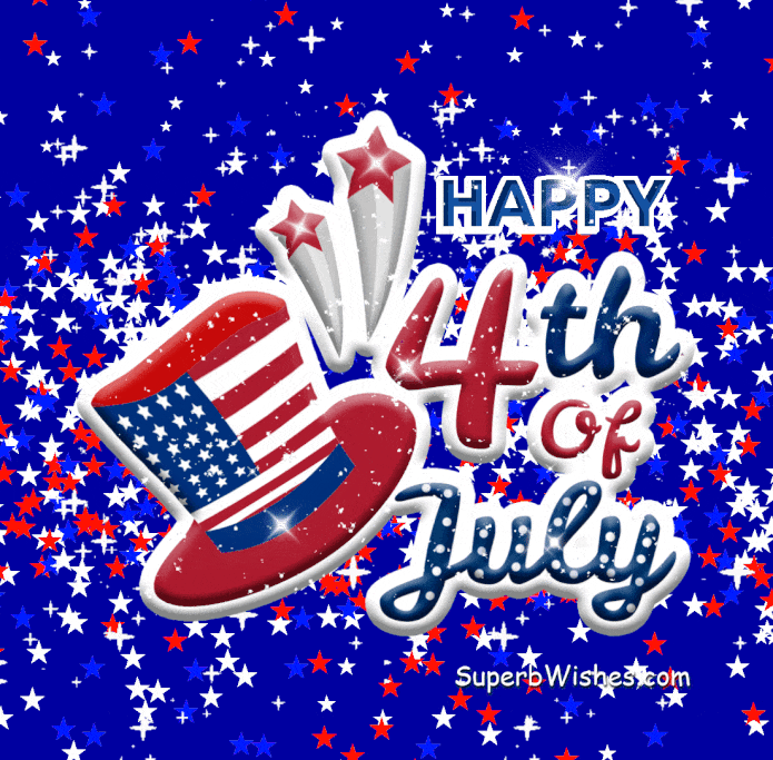 Happy 4th of July With Sparkling Stars GIF