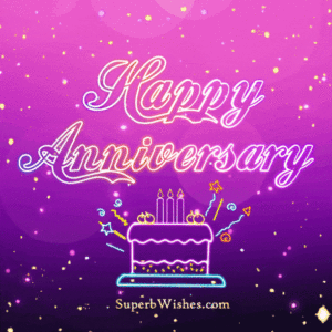 Neon Glow Happy Anniversary GIF