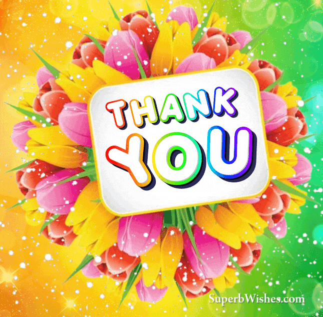 Fantastic Thank You Gif With Colorful Tulips | Superbwishes.Com