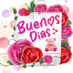 GIF de Buenos Días Con Rosas de Colores