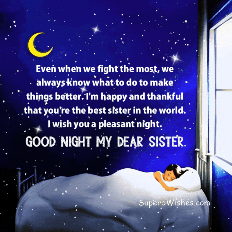 Good Night Wishes To My Dear Sister GIF