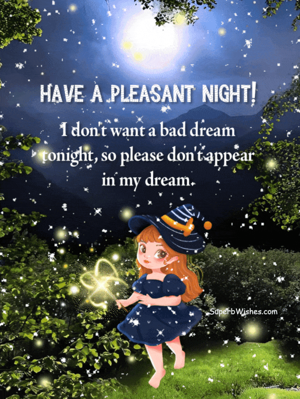 Funny Good Night Wishes GIFs - No Bad Dream Tonight | SuperbWishes