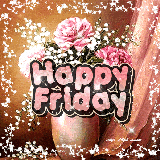 Happy Friday Animated GIF With Flower Vase