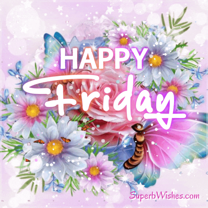 Happy Friday Animated GIF With Colorful Flowers | SuperbWishes.com
