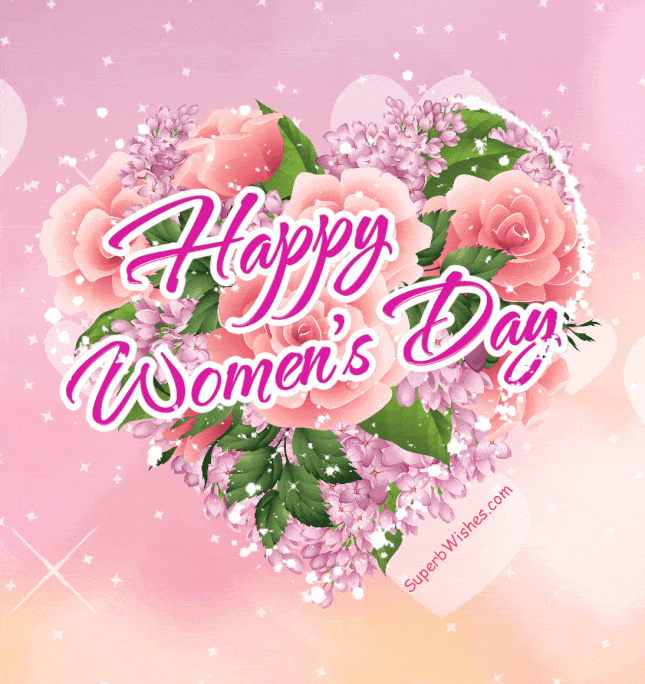 Happy Women's Day 2024 With Red Roses GIF