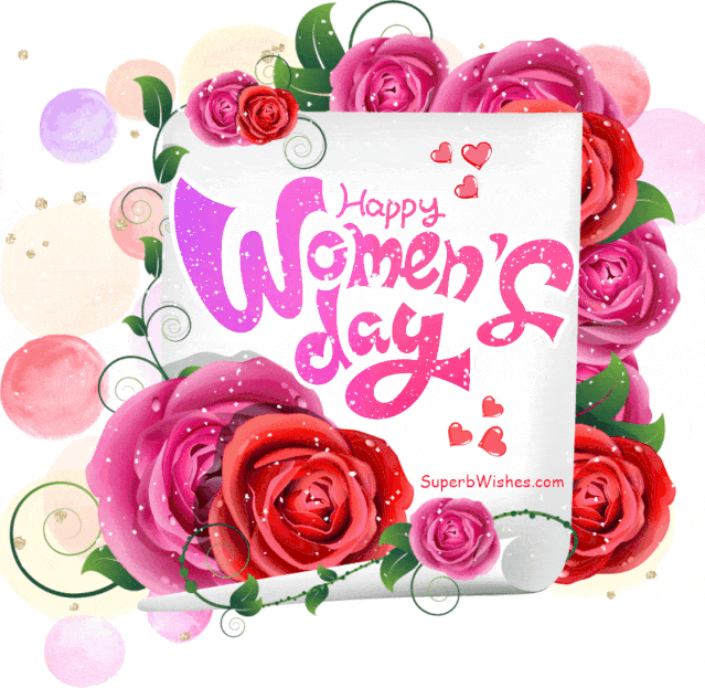 Happy Women's Day With Colorful Roses GIF 