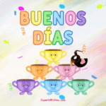 Buenos Días GIF Con Coloridas Tazas de Té