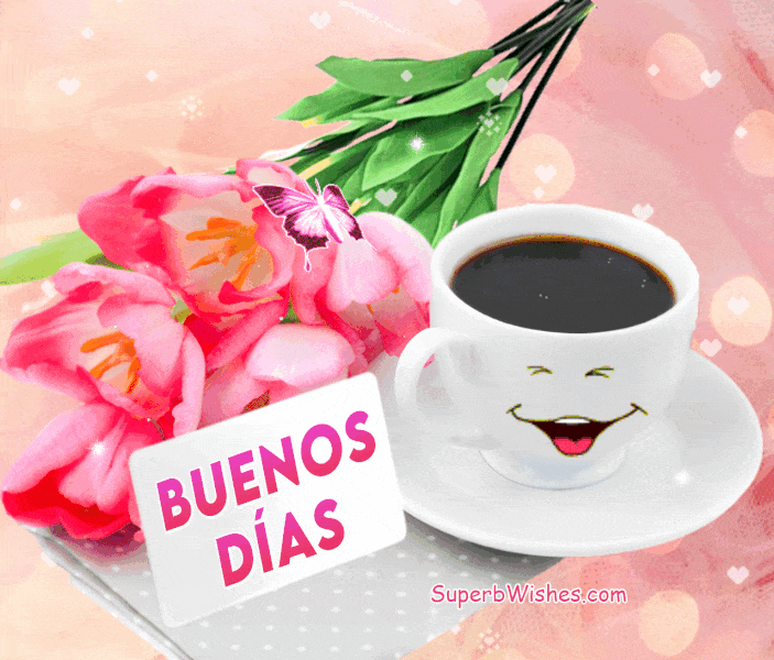  Buenos Días GIF Con Taza de Café Blanca Sonriente