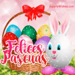 Felices Pascuas GIF con huevos coloridos