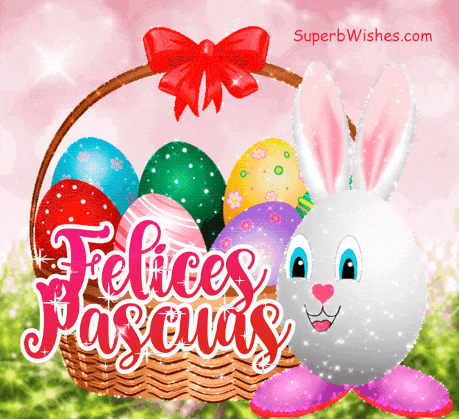 Felices Pascuas GIF con huevos coloridos