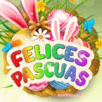 Felices Pascuas Con Huevos Y Orejas De Conejo GIF