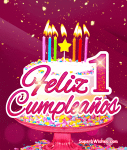 Pastel de Cumpleaños Con Velas de Colores GIF - Feliz 1 Cumpleaños