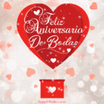 Feliz Aniversario de Bodas en Forma de Corazon GIF