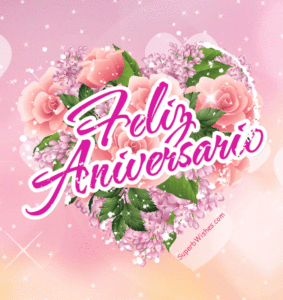 Feliz Aniversario GIF Con Rosas Rosadas