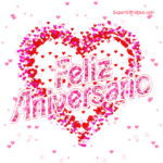 Feliz Aniversario Con Elegantes Corazones Animado GIF