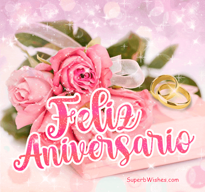 Feliz Aniversario GIF Con Encantador Rosas Rosadas