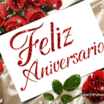 Feliz Aniversario GIF Con Rosas Rojas