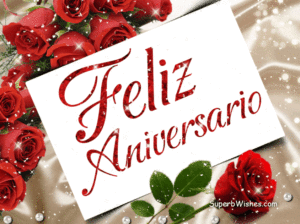 Feliz Aniversario GIF Con Rosas Rojas