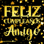 Feliz Cumpleaños Amigo Con Corazón de Oro Confetti GIF