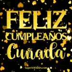 Feliz Cumpleaños Cuñada Con Corazón de Oro Confetti GIF