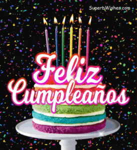 Pastel de Cumpleaños Animado Colorido GIF Con Velas