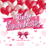 Feliz Cumpleaños GIF Con Globos en Forma de Corazón