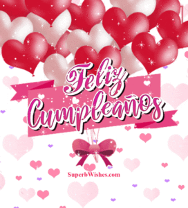 Feliz Cumpleaños GIF Con Globos en Forma de Corazón