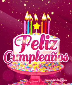 Pastel de Feliz Cumpleaños Con Velas de Colores GIF