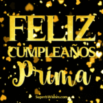 Feliz Cumpleaños Prima Con Corazón de Oro Confetti GIF