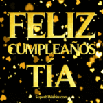 Feliz Cumpleaños Tía Con Corazón de Oro Confetti GIF