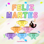 Feliz Martes GIF Con Coloridas Tazas de Té