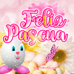 Feliz Pascua GIF con hermosas flores y huevos