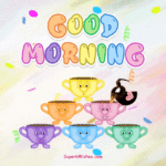 Good Morning GIF With Colorful Tea Cups