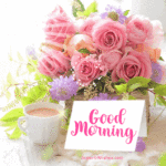 Good Morning GIF With Beautiful Pink Roses